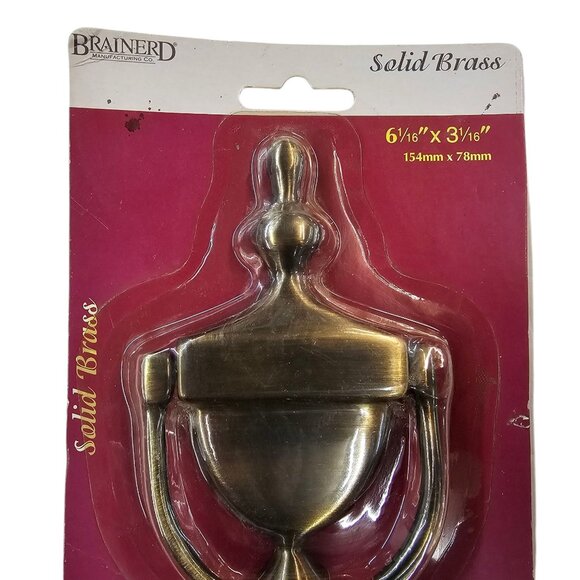 Brainerd Door Knocker 6 1/16" x 3 1/16" Solid Antique Brass NOS Part # 83257 - Picture 3 of 9